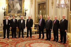 Waiting for arrival of Prince Philip Wielfried Bartz, Friedrich Franek, Jean Frene, Kenneth Holmberg, XX, Nikolaj Myshlin, Ian Scherrington, Ward Winer.jpg